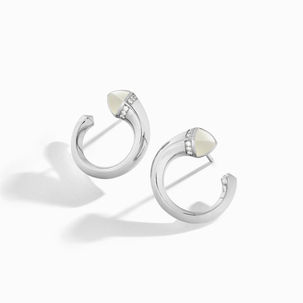 Cleo Venus Gold Stud Earrings Marli New York White White Moon Stone 