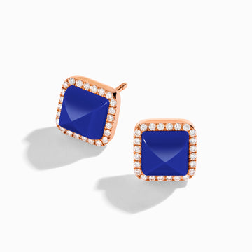 Cleo Diamond Stud Pyramid Earrings Marli New York Rose Lapis Lazuli 