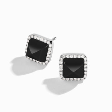Cleo Diamond Stud Pyramid Earrings Marli New York White Black Onyx 