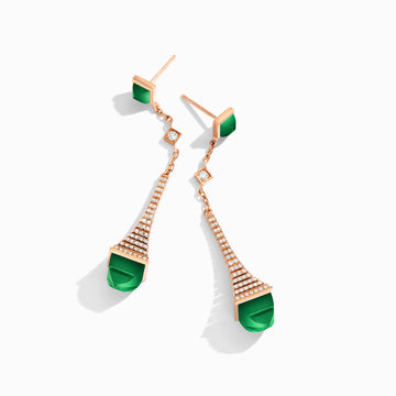 Cleo Rev Diamond Long Drop Earrings Marli New York Rose Green Agate 