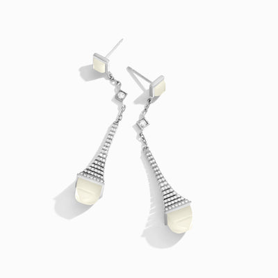 Cleo Rev Diamond Long Drop Earrings Marli New York White White Moon Stone 