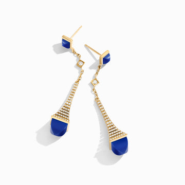 Cleo Rev Diamond Long Drop Earrings Marli New York Yellow Lapis Lazuli 