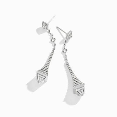 Cleo Rev Full Diamond Long Drop Earrings Marli New York White Diamond 