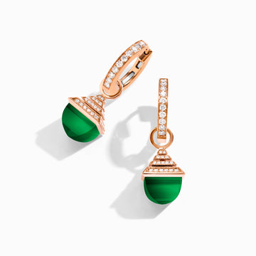 Cleo Rev Midi Diamond Drop Earrings Marli New York Rose Green Agate 