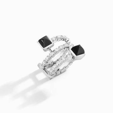 Cleo Lotus Twist Ear Cuff (Single L) Marli New York White Black Onyx 