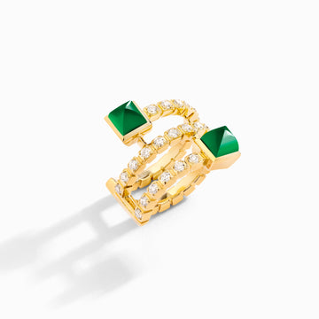 Cleo Lotus Twist Ear Cuff (Single L) Marli New York Yellow Green Agate 