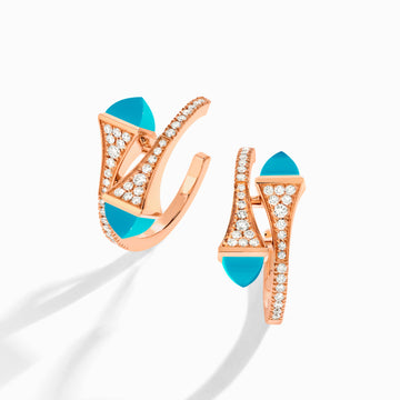 Cleo Diamond Open Hoop Earrings Marli New York Rose Turquoise 