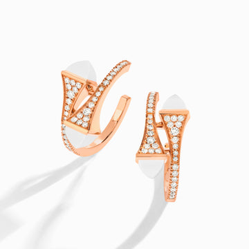 Cleo Diamond Open Hoop Earrings Marli New York Rose White Agate 