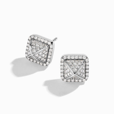 Cleo Full Diamond Pyramid Stud Earrings Marli New York White Diamond 