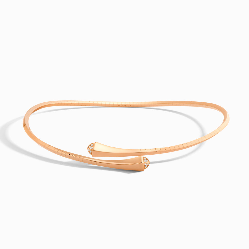 Cleo Gold Midi Choker with Diamond Pyramids Marli New York Rose XS