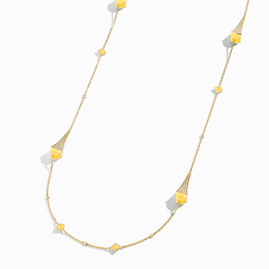 Cleo Luxe Long Chain Diamond Necklace Marli New York Yellow Yellow Quartzite 