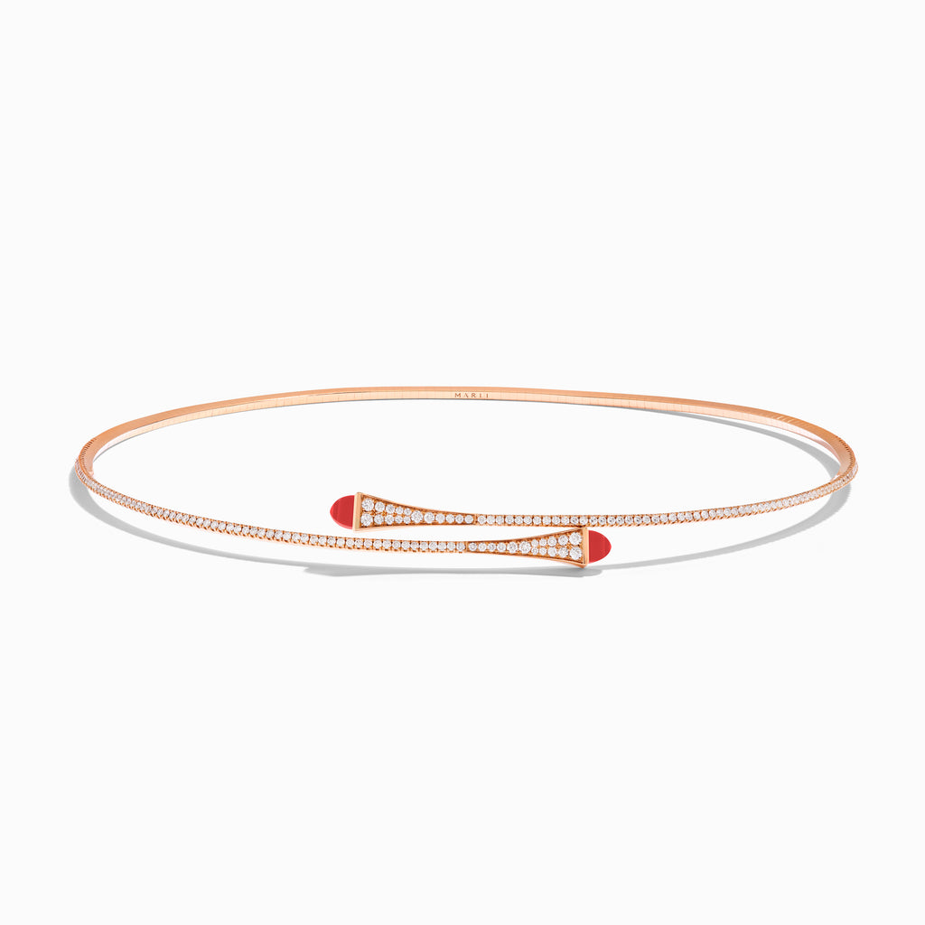 Cleo Diamond Slim Slip-On Necklace Marli New York Rose Red Coral XXS