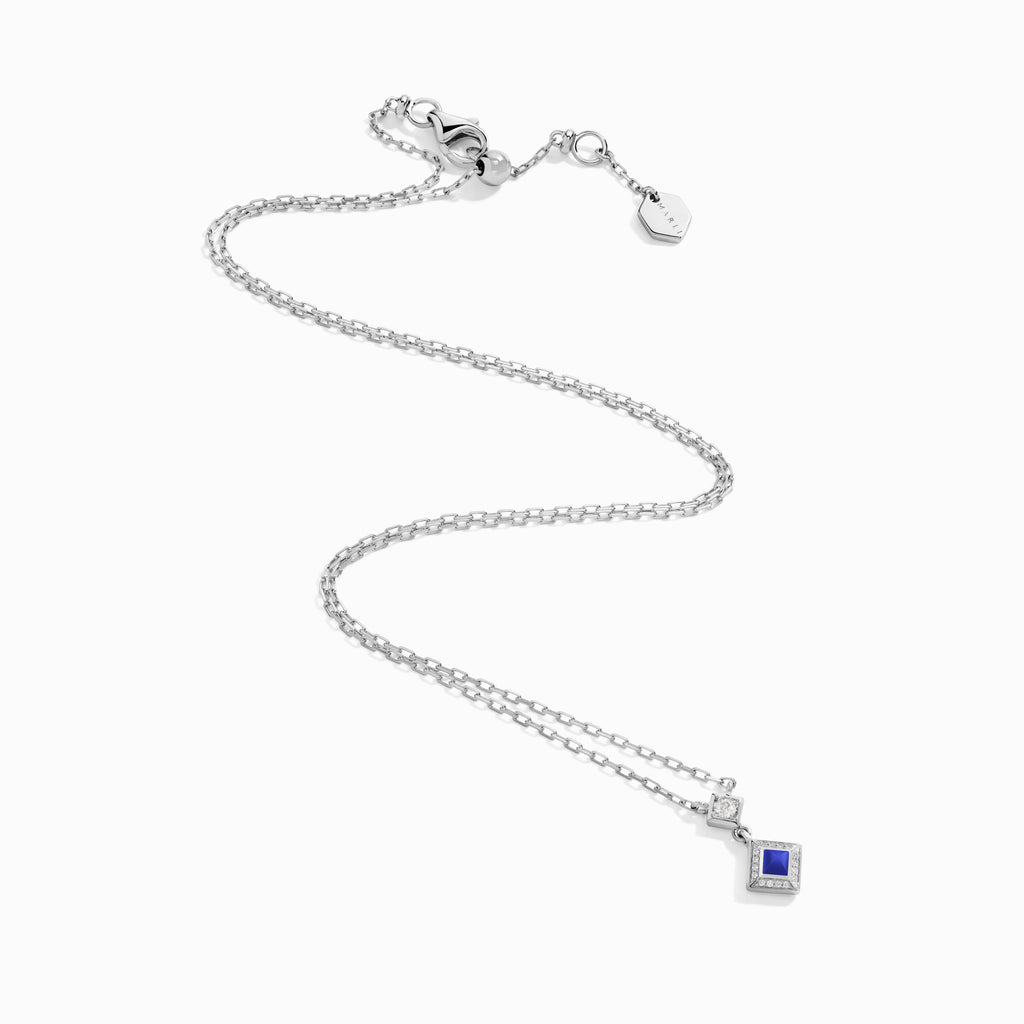 Cleo Lotus Pavé Pendant Necklace Marli New York White Lapis Lazuli 