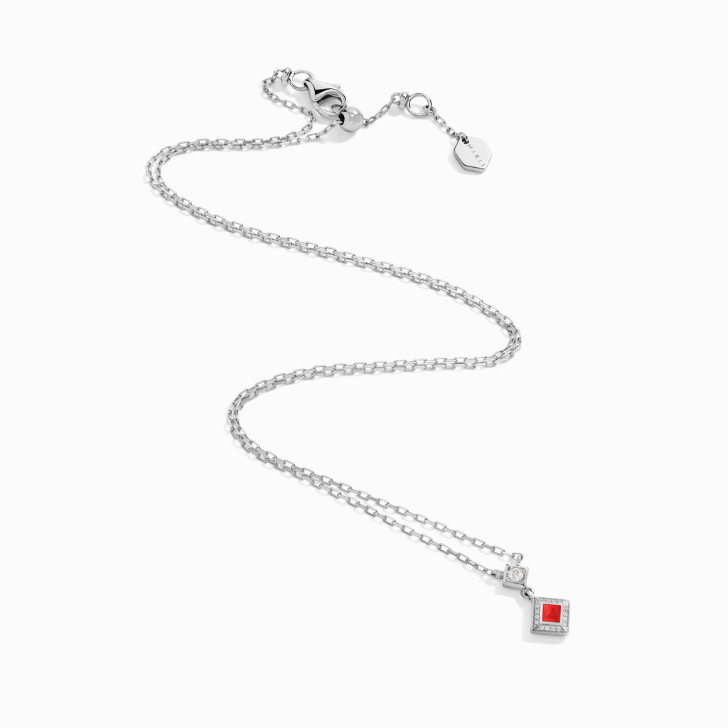 Cleo Lotus Pavé Pendant Necklace Marli New York White Red Agate 