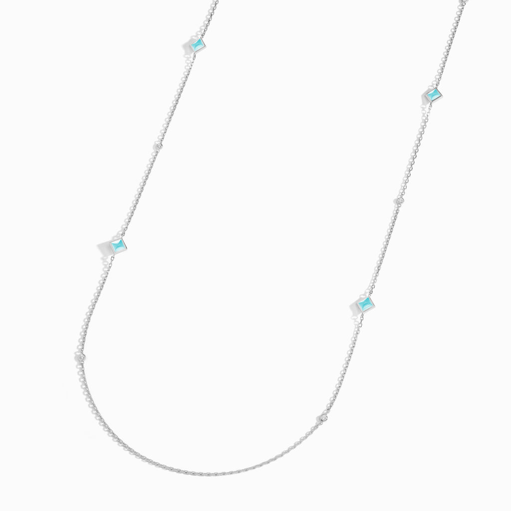 Cleo Pyramid Chain Necklace Marli New York White Sea Blue Chalcedony 