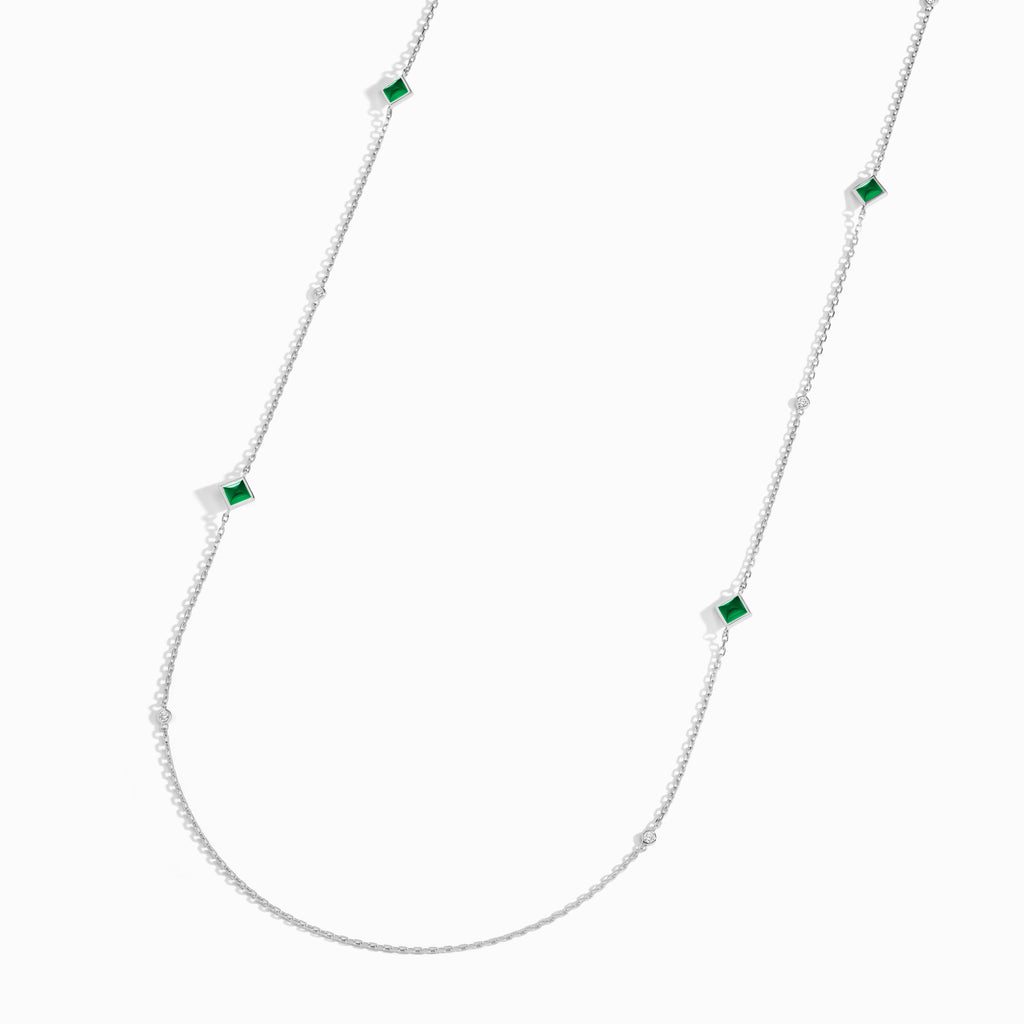 Cleo Pyramid Chain Necklace Marli New York White Green Agate 