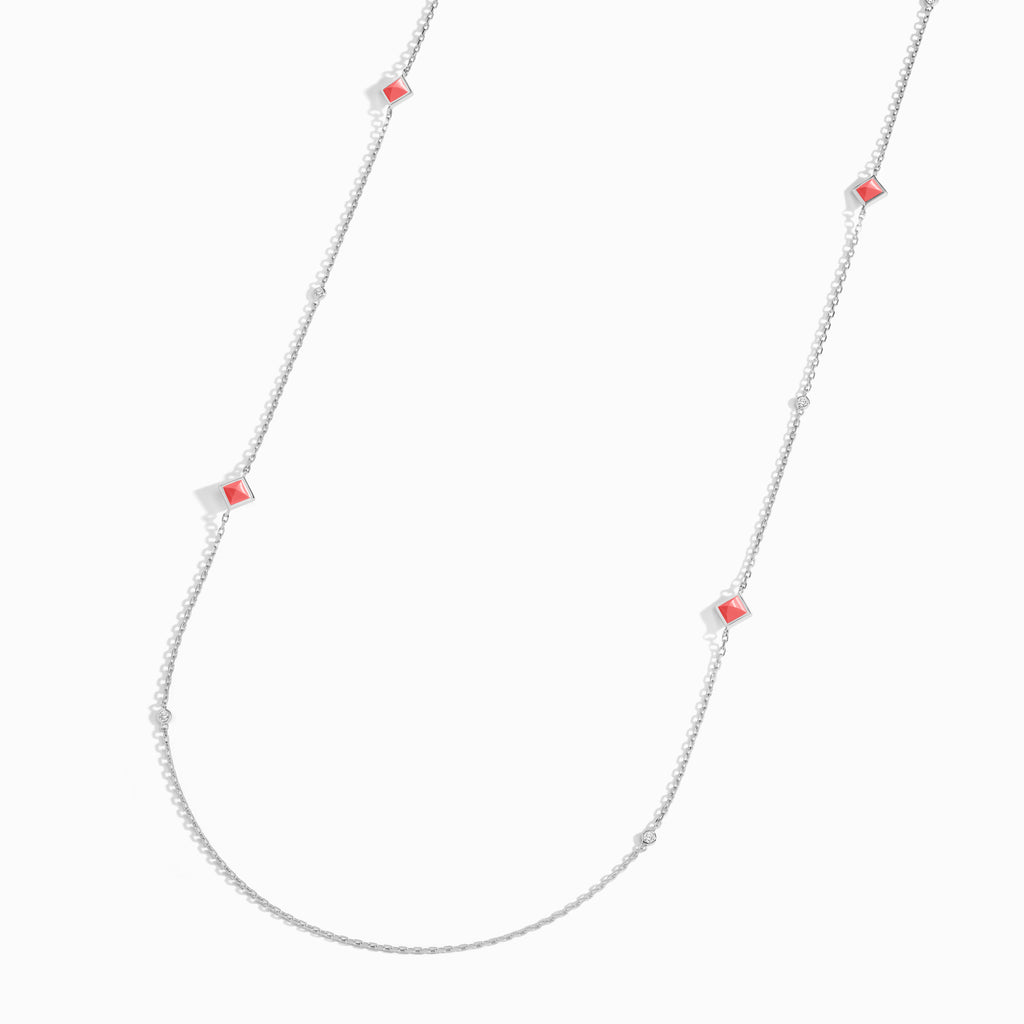 Cleo Pyramid Chain Necklace Marli New York White Pink Coral 