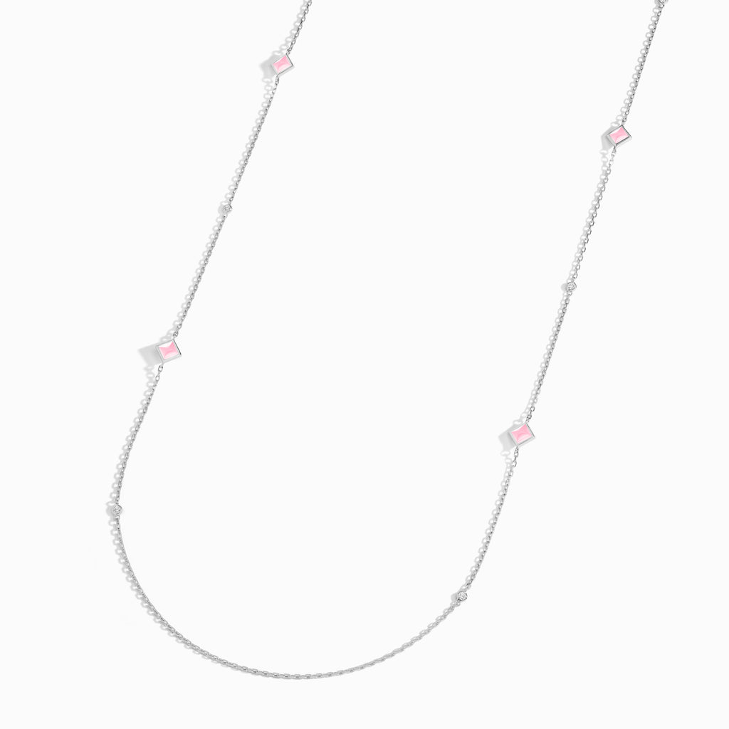 Cleo Pyramid Chain Necklace Marli New York White Pink Quartzite 