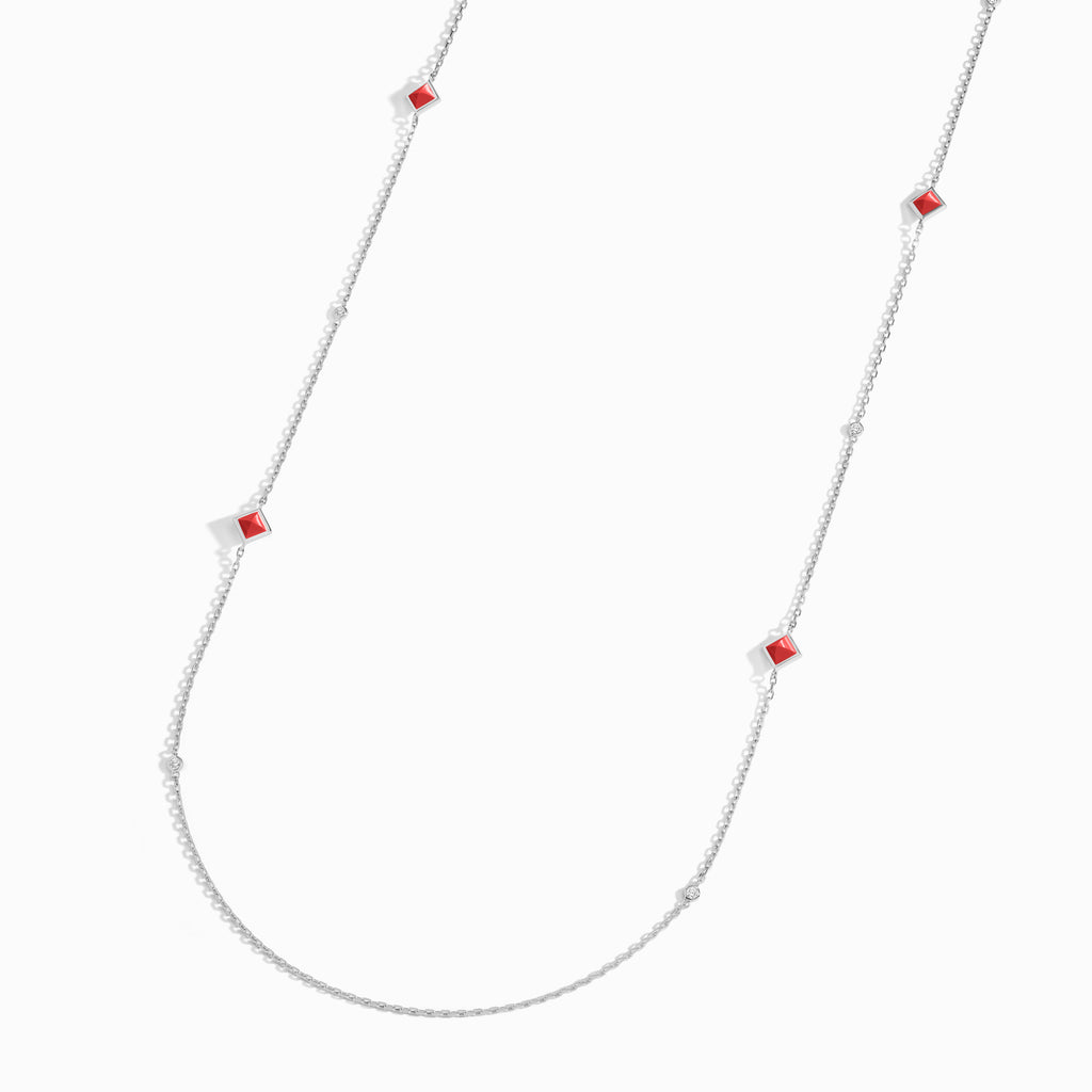 Cleo Pyramid Chain Necklace Marli New York White Red Coral 