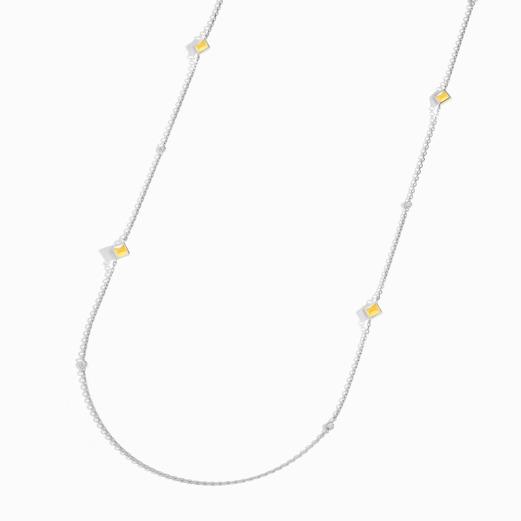 Cleo Pyramid Chain Necklace Marli New York White Yellow Quartzite 