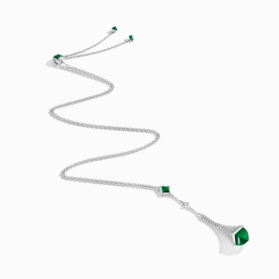 Cleo Rev Diamond Long Chain Drop Pendant Necklace Marli New York White Green Agate 