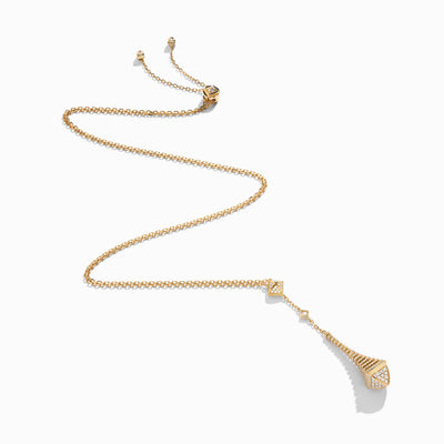 Cleo Rev Full Diamond Long Chain Drop Pendant Necklace Marli New York Yellow Diamond 