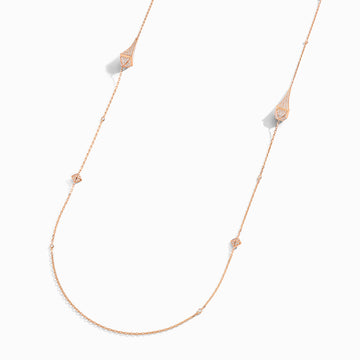 Cleo Luxe Long Chain Full Diamond Necklace Marli New York Rose Diamond 