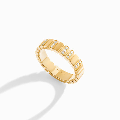 Cleo 2 Link Slim Full Diamond Ring Marli New York Yellow Diamond 4.5