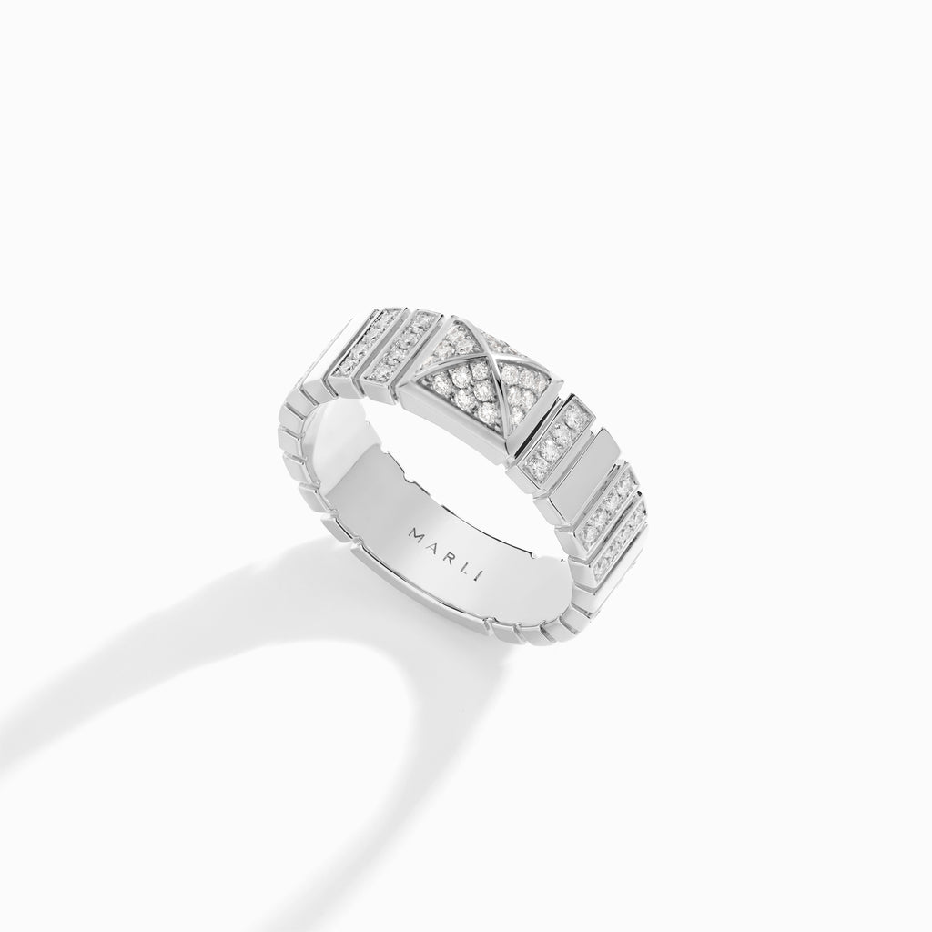 Cleo 2 Link Full Diamond Ring Marli New York White Diamond 4.5