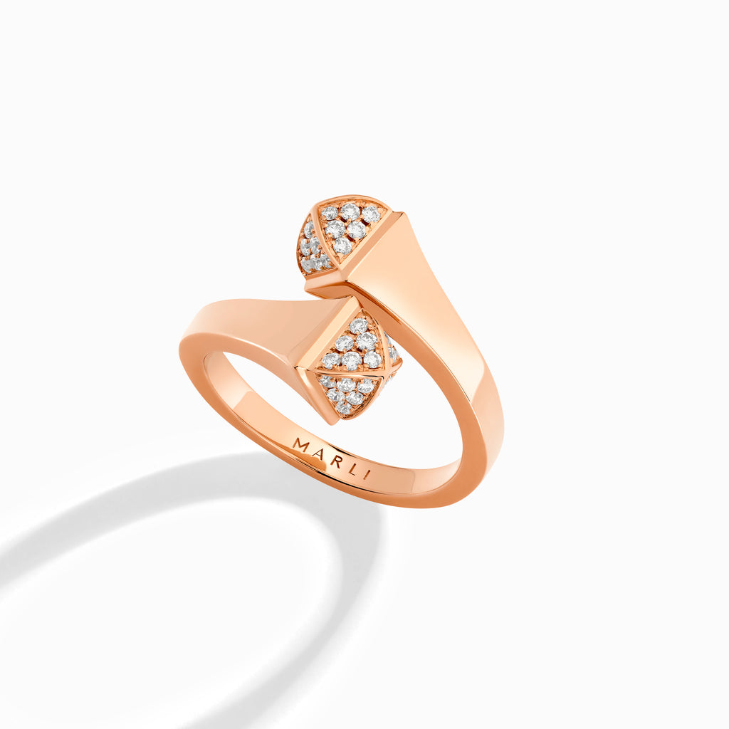 Cleo Gold Midi Ring with Diamond Pyramids Marli New York