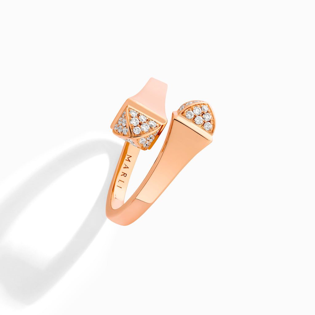 Cleo Gold Midi Ring with Diamond Pyramids Marli New York Rose 5