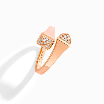 Cleo Gold Midi Ring with Diamond Pyramids Marli New York Rose 5