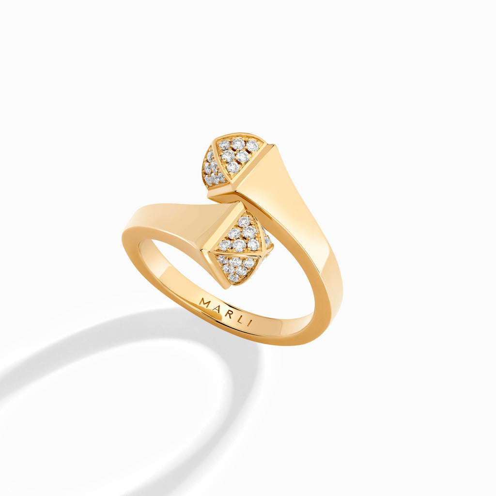 Cleo Gold Midi Ring with Diamond Pyramids Marli New York
