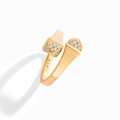 Cleo Gold Midi Ring with Diamond Pyramids Marli New York Yellow 5