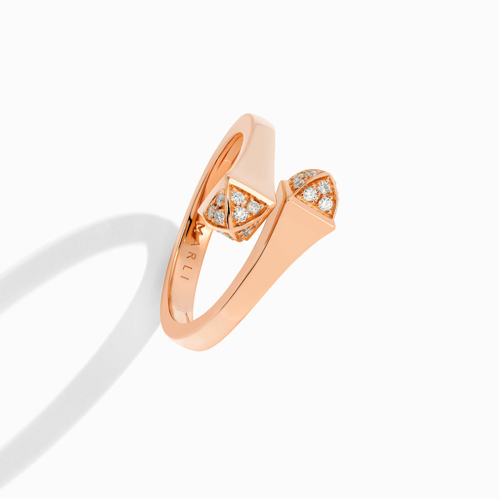 Cleo Gold Slim Ring with Diamond Pyramids Marli New York Rose 5