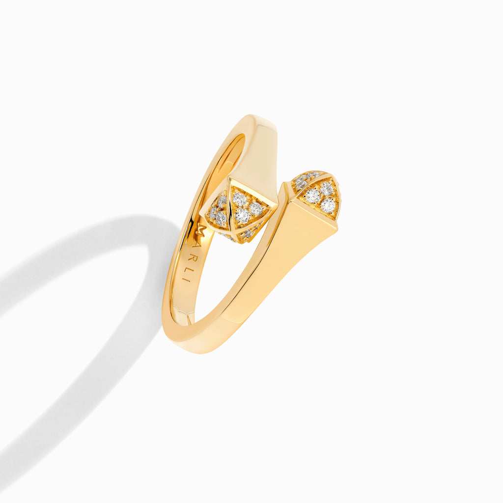Cleo Gold Slim Ring with Diamond Pyramids Marli New York Yellow 5