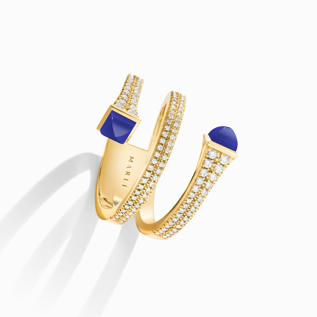 Cleo Diamond Twist Ring Marli New York Yellow Lapis Lazuli 4.5
