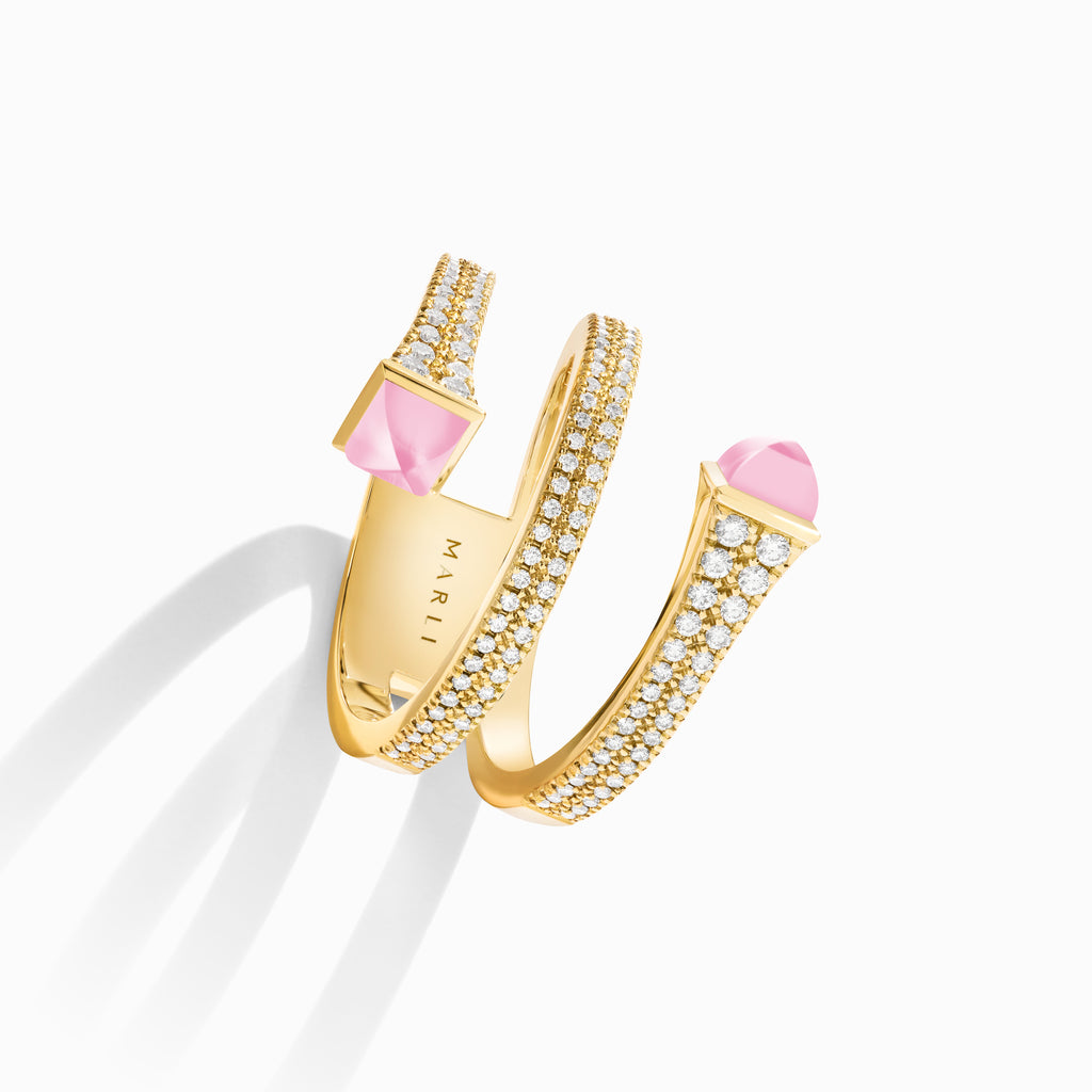 Cleo Diamond Twist Ring Marli New York Yellow Pink Quartzite 4.5