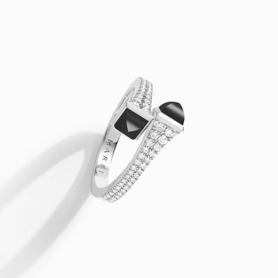Cleo Diamond Slim Ring Marli New York White Black Onyx 4.5