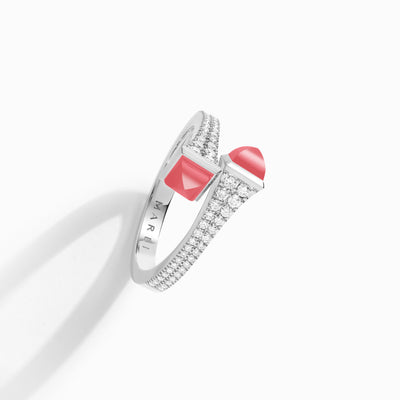 Cleo Diamond Slim Ring Marli New York White Pink Coral 4.5
