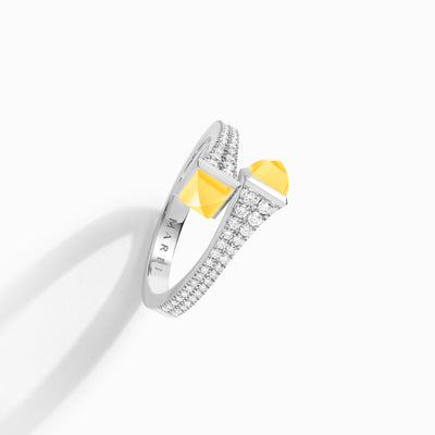 Cleo Diamond Slim Ring Marli New York White Yellow Quartzite 4.5