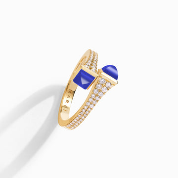 Cleo Diamond Slim Ring Marli New York Yellow Lapis Lazuli 4.5