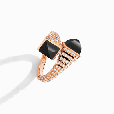 Cleo Rev Diamond Ring Marli New York Rose Black Onyx 4.5