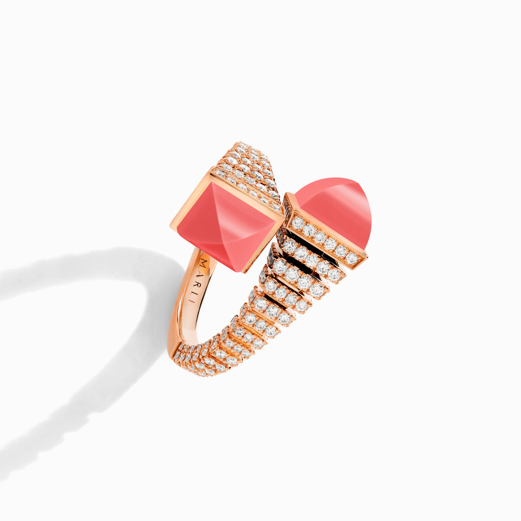 Cleo Rev Diamond Ring Marli New York Rose Pink Coral 4.5