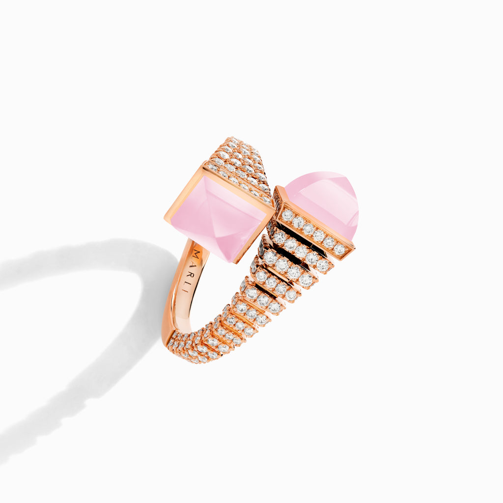 Cleo Rev Diamond Ring Marli New York Rose Pink Quartzite 4.5