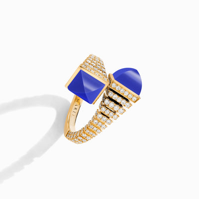 Cleo Rev Diamond Ring Marli New York Yellow Lapis Lazuli 4.5