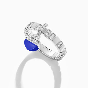 Cleo Charm Diamond Ring Marli New York White Lapis Lazuli 4.5