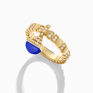 Cleo Charm Diamond Ring Marli New York Yellow Lapis Lazuli 4.5