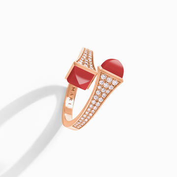 Cleo Diamond Midi Ring Marli New York Rose Red Coral 4.5