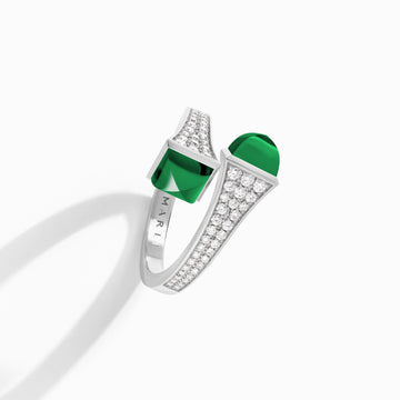 Cleo Diamond Midi Ring Marli New York White Green Agate 5